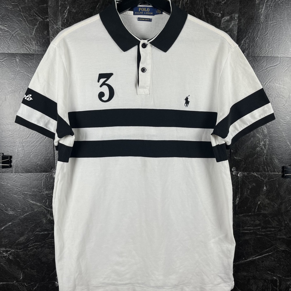 Polo Ralph Lauren Men's White Slim Polo Shirt Large -Flaws